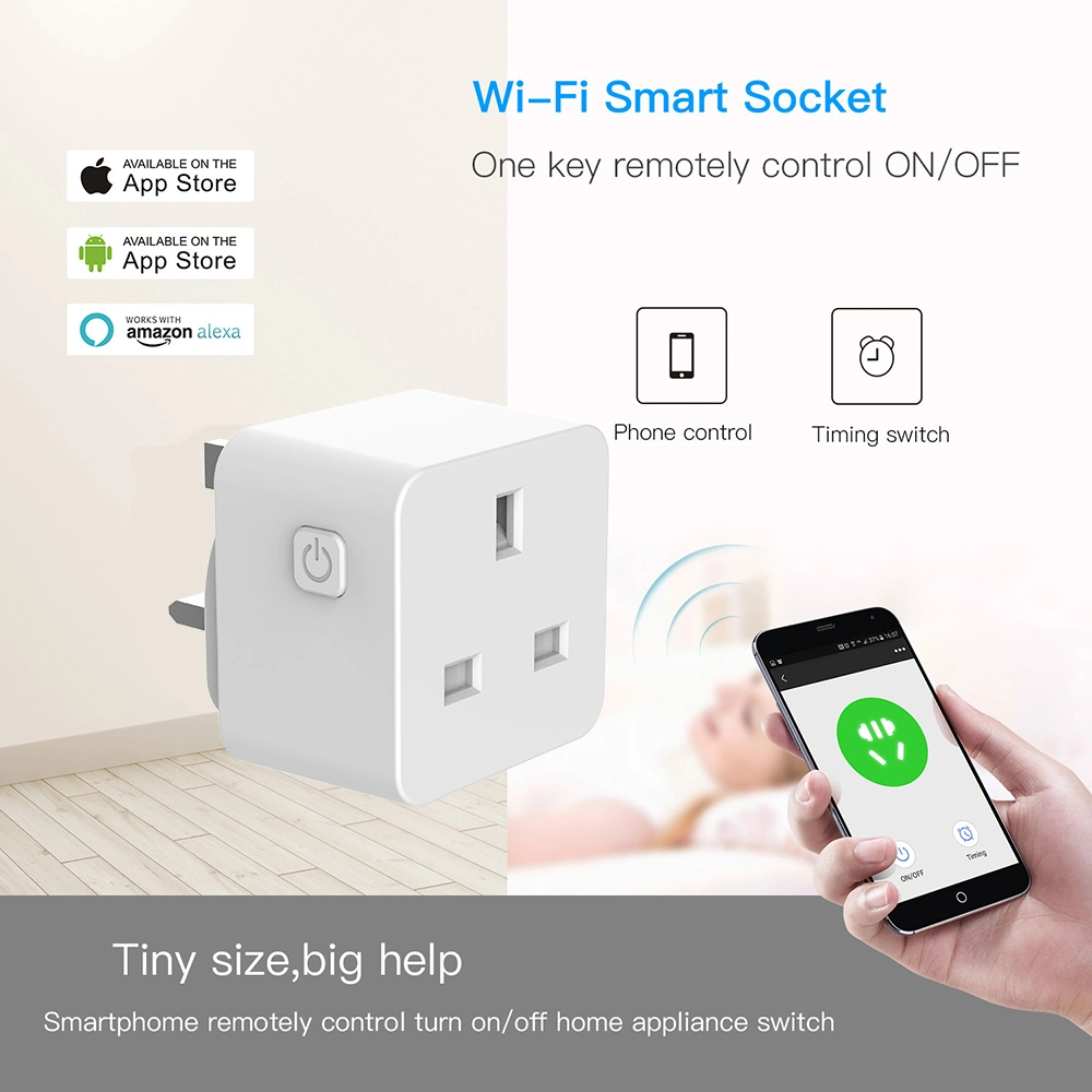 Tuya WiFi Smart Plug Outlet Wireless Power Socket with Power Monitor Vioce Remote Control Alexa Google Home No Hub Required UK