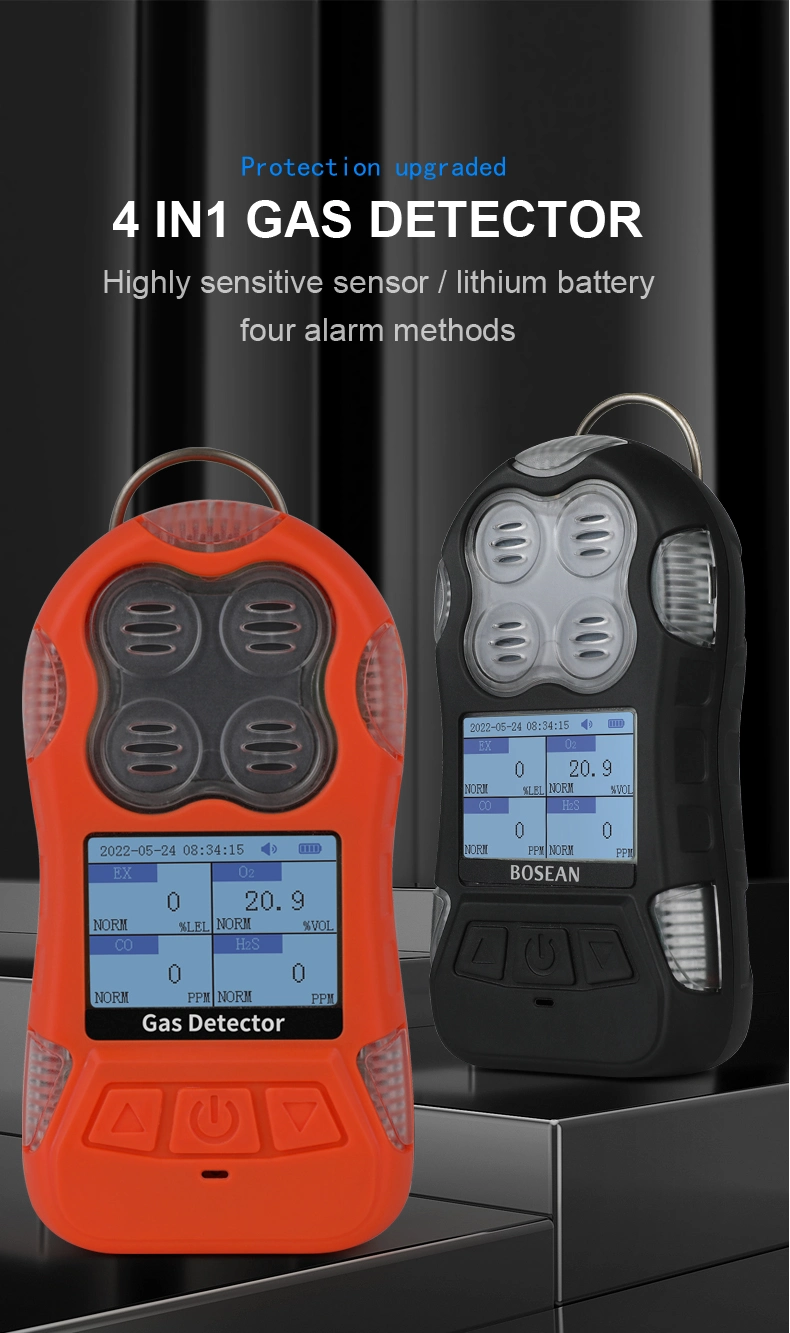 Bosean 4in1 Gases Detecting Co O2 Lel H2s Portable Gas Detector for Co