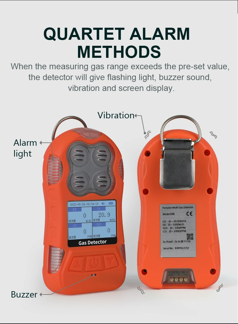 Bosean 4in1 Gases Detecting Co O2 Lel H2s Portable Gas Detector for Co