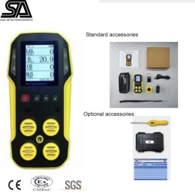  Tragbarer Multi-4-in-1-Gasdetektor für CH4/Lel.  H2s, Co, O2 mit britischen Sensoren